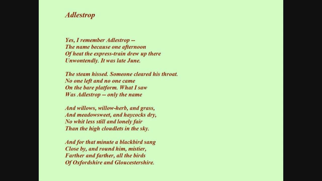 Richard Burton reads 'Adlestrop' by Edward Thomas (1878-1917)