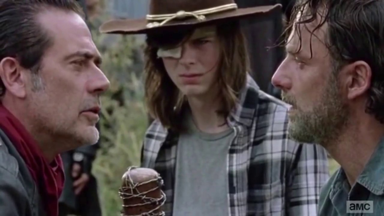Rick and Negan scene on The walking Dead 7x16
