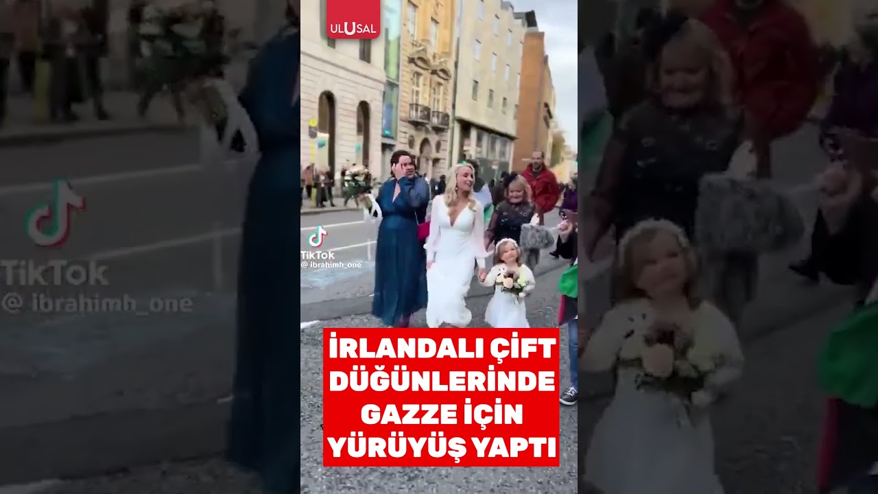 İrlandalı çift düğünlerinde Gazze için yürüyüş yaptırdı #shorts #irlanda #gazze