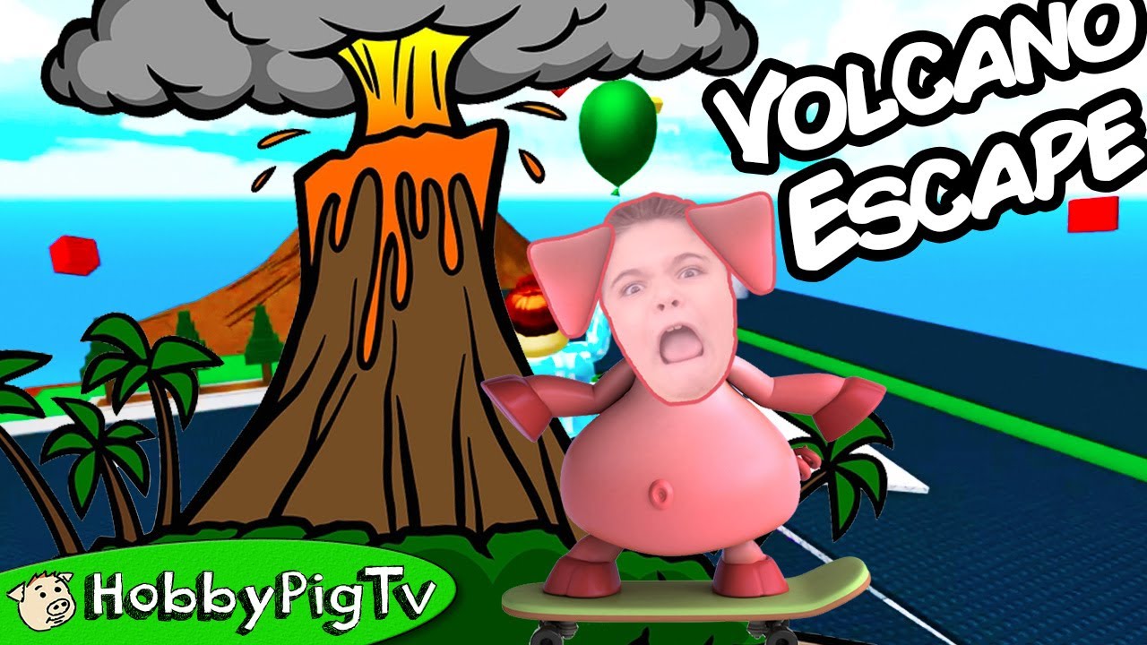 Roblox VOLCANO ESCAPE + Natural Disaster Game Play Challenge HobbyPigTV