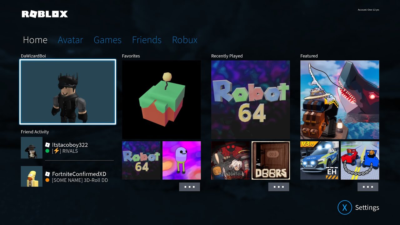 Roblox Xbox Menu 2018 Restored