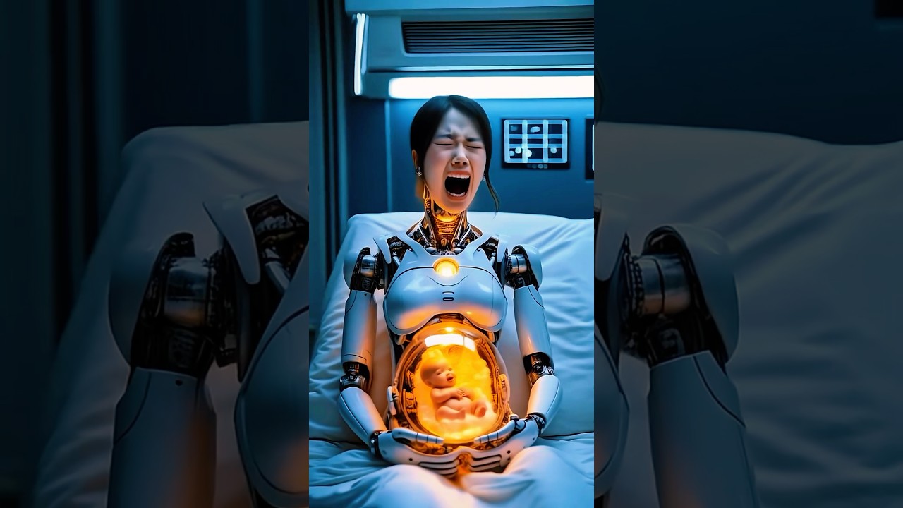 robot girl gives birth to baby 👼🏻💕 #ai #funny #happy #love #trend #shorts