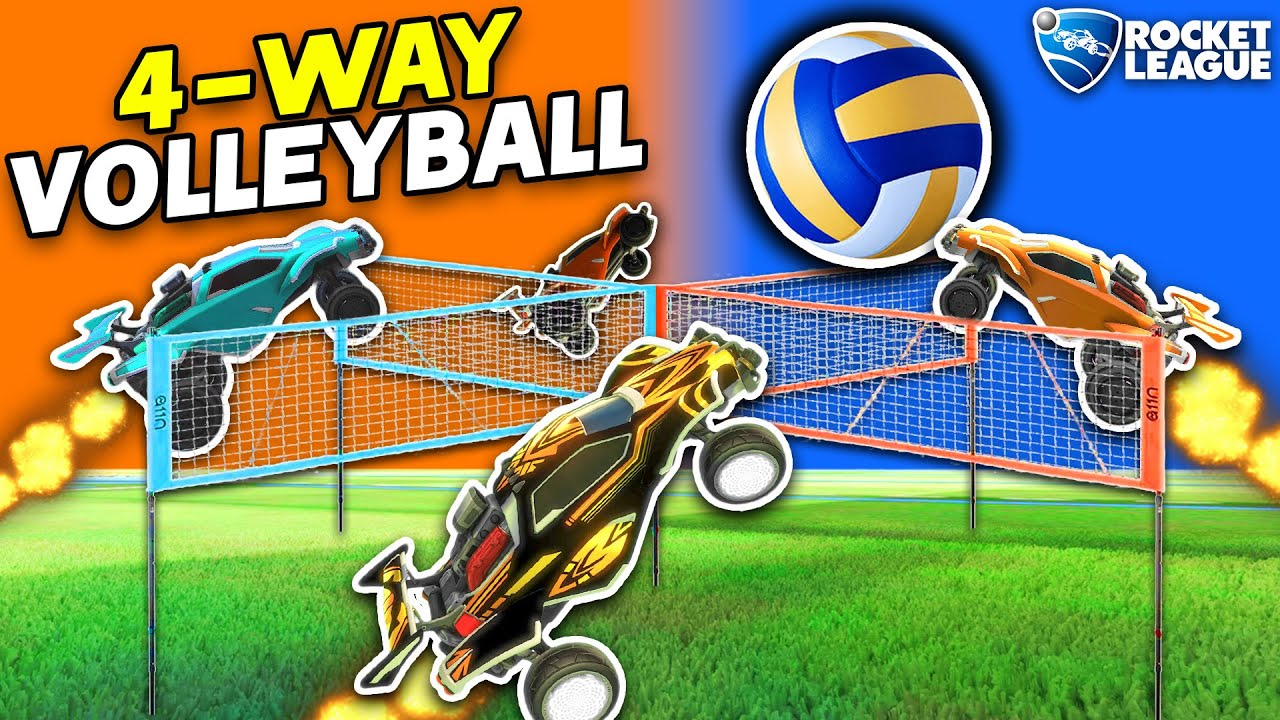 Rocket League 4-WAY VOLLEYBALL is INSANE!