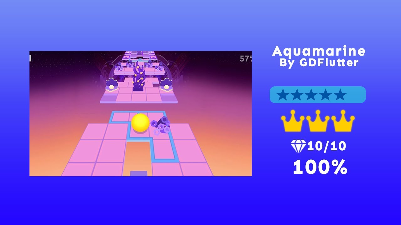 (Rolling Sky Remake 0.6b) Level 74 - Aquamarine
