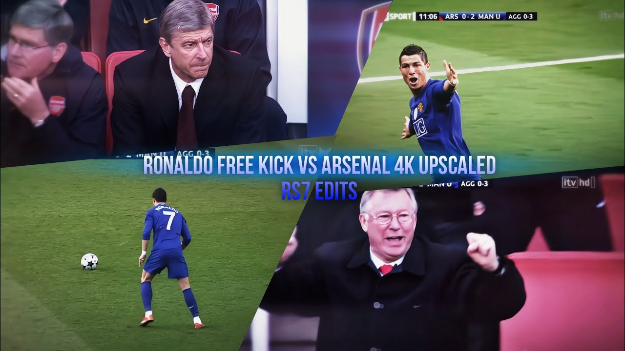 RONALDO FREE KICK VS ARSENAL 4K UPSCALED (WITH CC) #ronaldo #cristiano #freekick #arsenal #manunited
