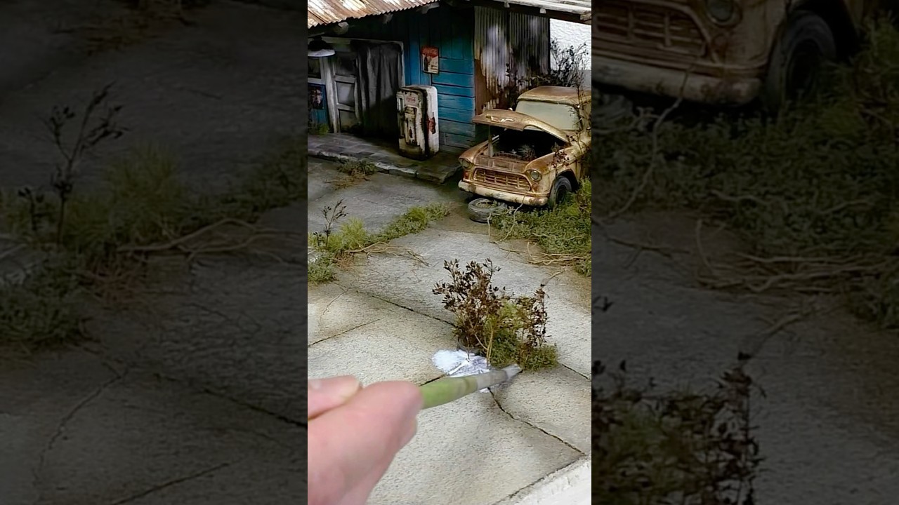 Route 66 Gas Station Diorama 1:24 Part 4 🤩 #painting #miniature #woodworking #diorama #diy #art