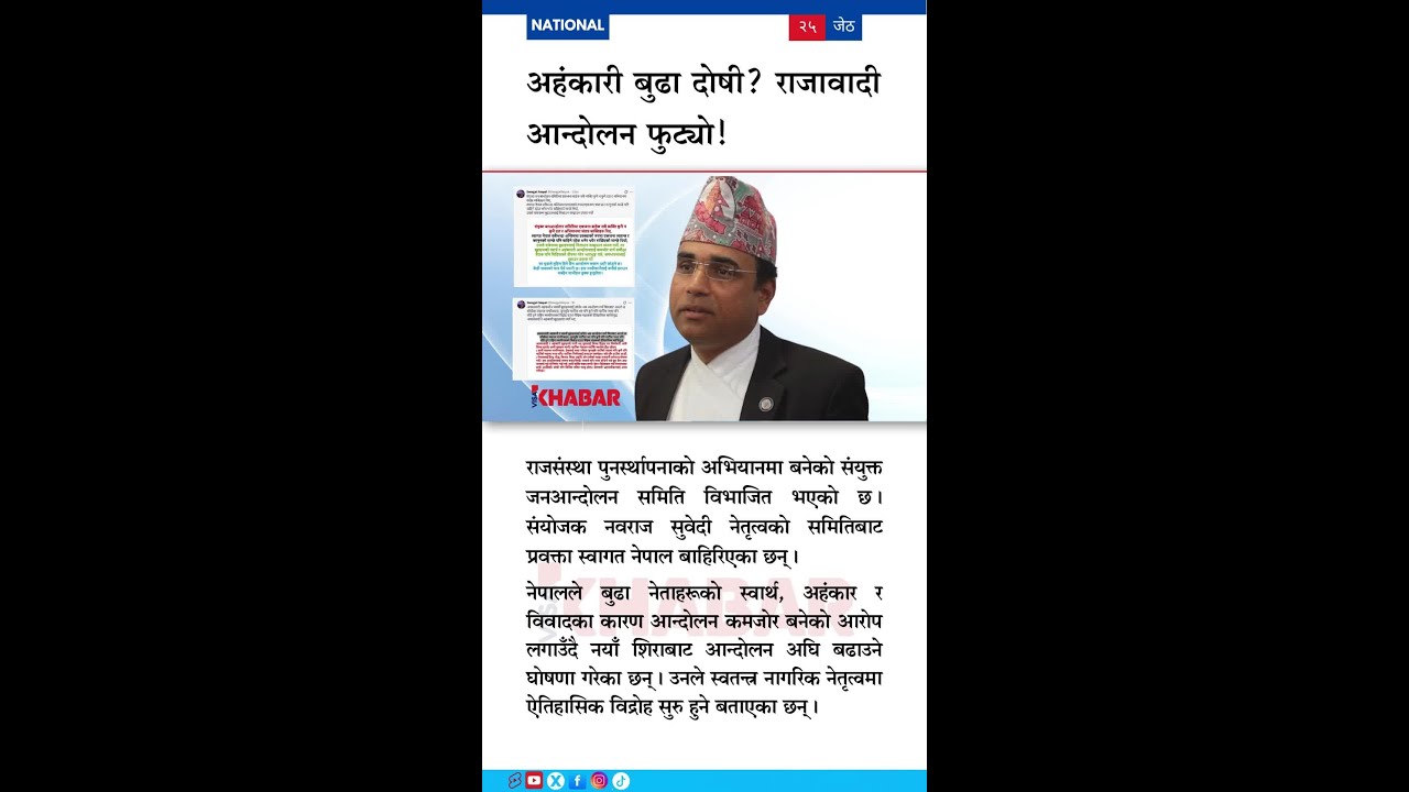 Royalist Movement Splits: Spokesperson Swagat Nepal Quits, Blames Elderly Leaders' Ego