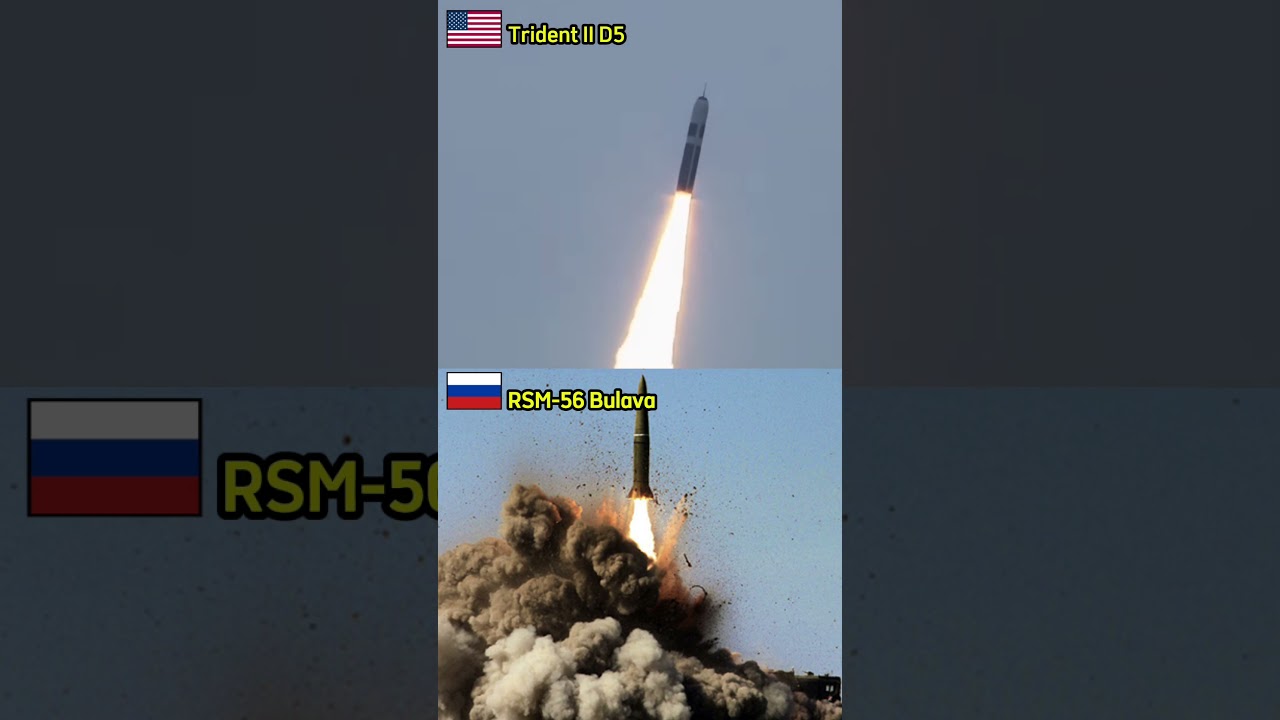 RSM-56 Bulava 🇷🇺 vs Trident II D5 🇺🇸 | Sea-Based Nuclear Missile Showdown! #warzone #military #short