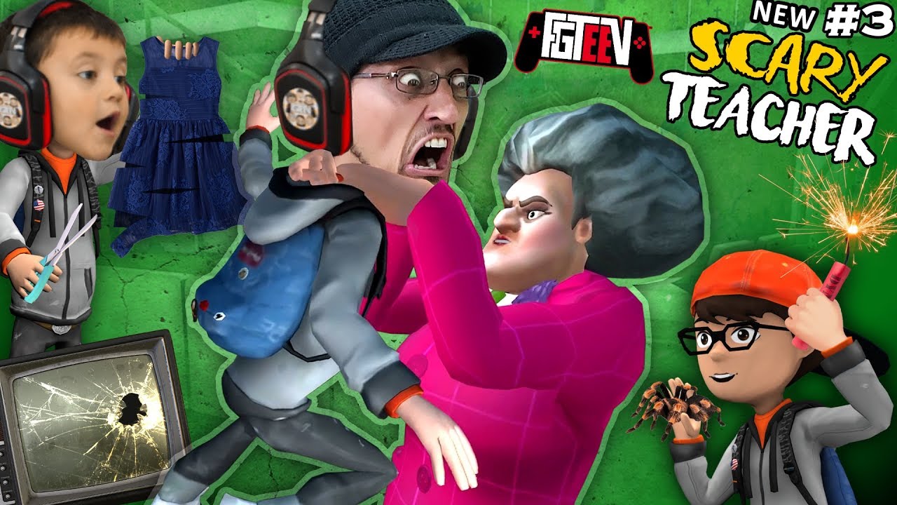 RUINING SCARY TEACHER'S LIFE!  The Hot Sauce Spidery Birthday!  (FGTeeV #3)