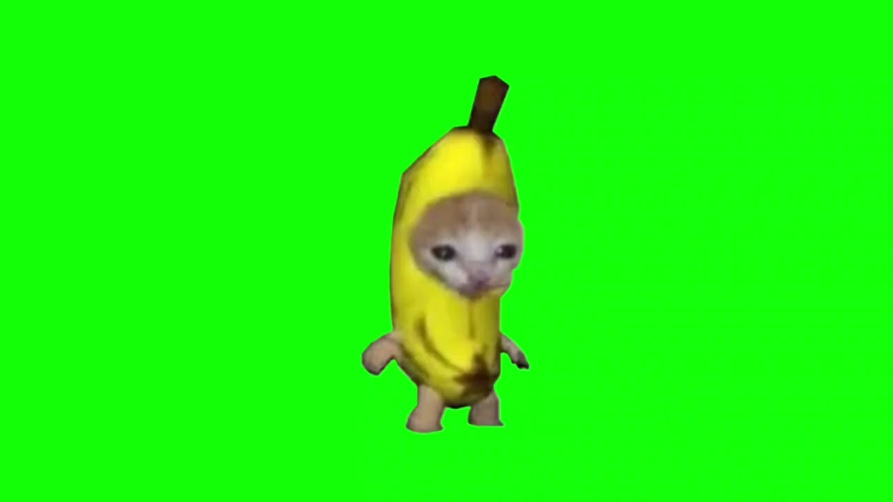Running Banana Cat Meme Green Screen