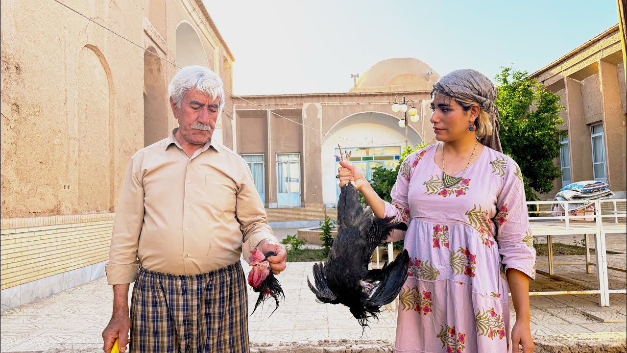 Rural Life Of IRAN/| Local-Style Rooster Cooking with a Village Girl | Abgoosht 🐔🥘