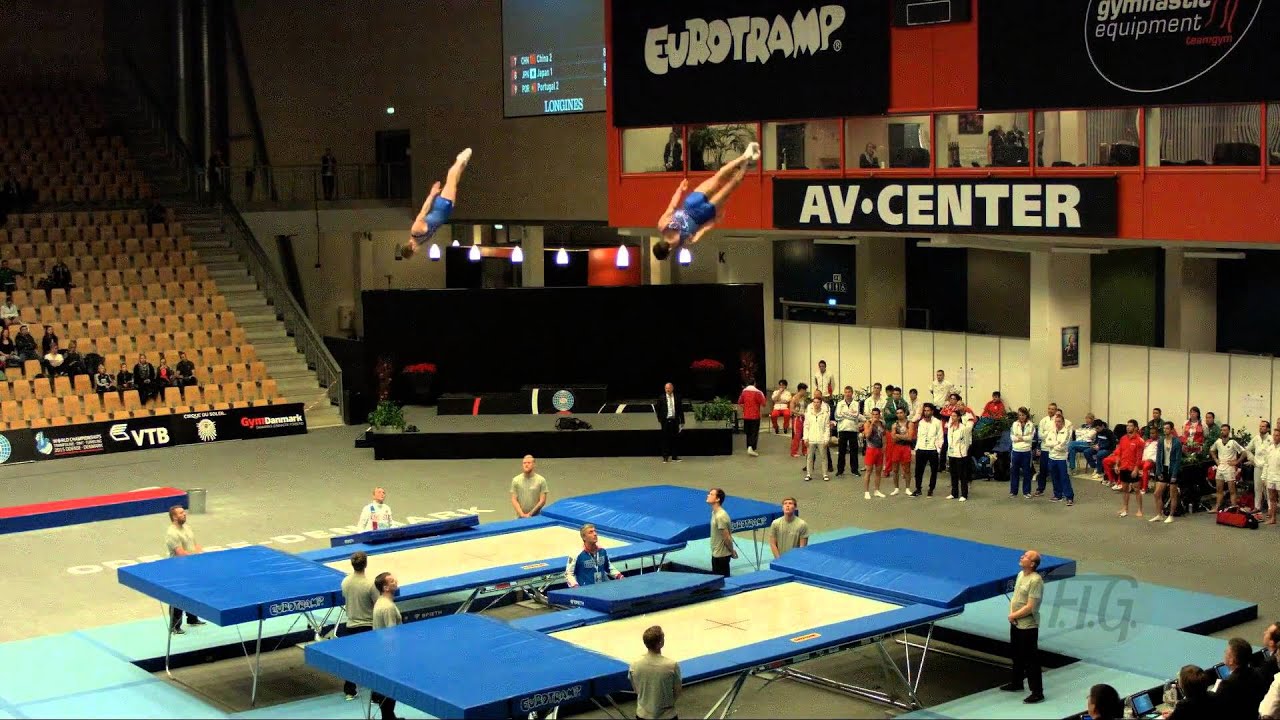 Russian Federation 2 (RUS) - 2015 Trampoline Worlds - Qualification Synchro Routine 1