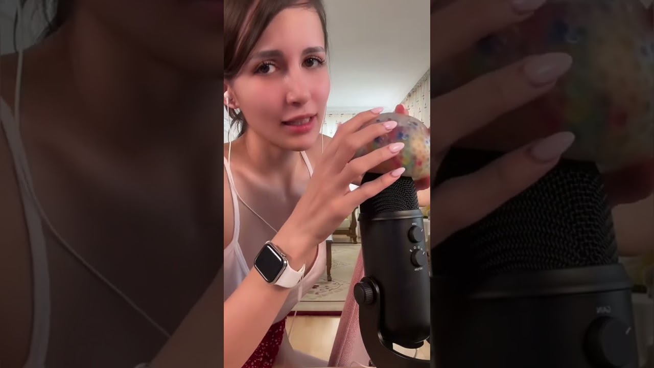 Russian girl playing with a big black microphone 🥰🥰