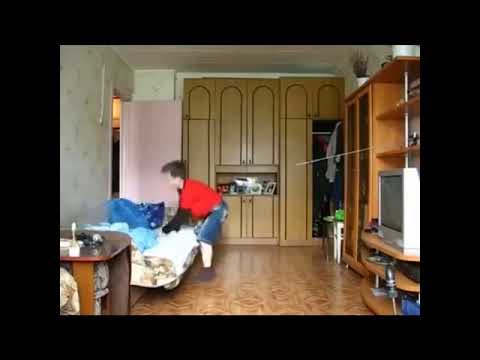 Russian kid hits own foot twice