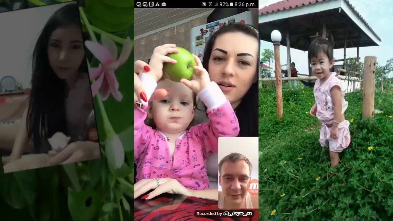 Russian young mother with her daughter in bigo live