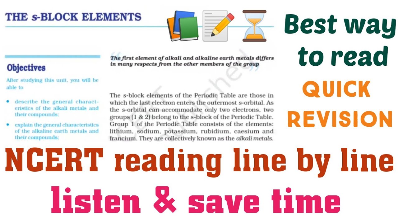 S block elements group 1 ncert reading line by line