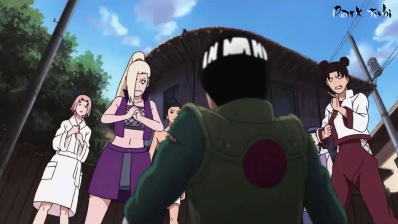 Sakura got mad at naruto bc he was peeking at the bath house engdub