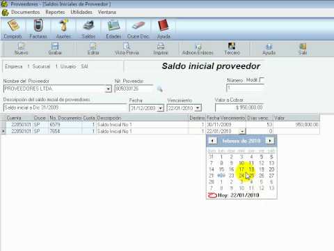 Saldos iniciales de proveedores. sai open