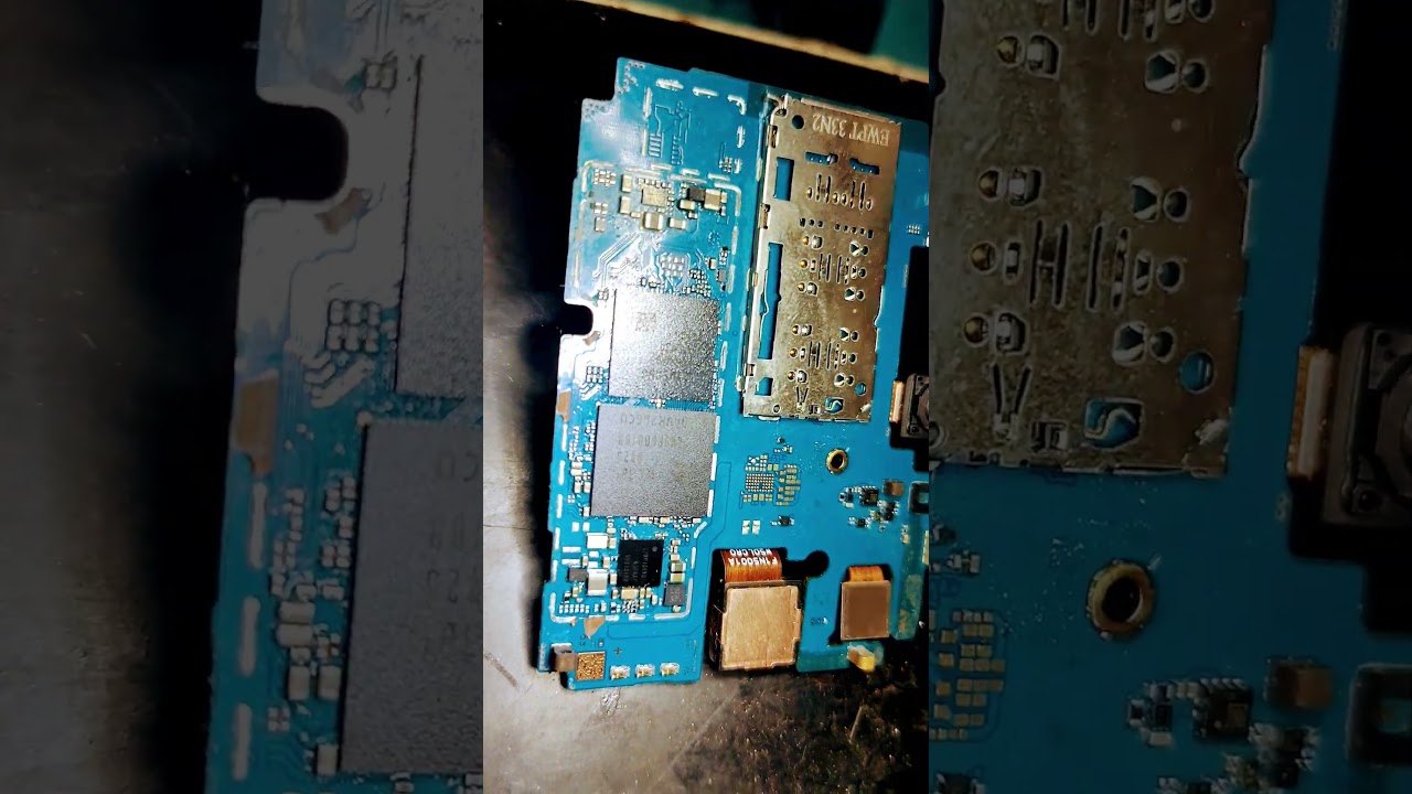 samsung galaxy A14 motherboard hardware view. power ic S2MU106X02  Microscopic view.