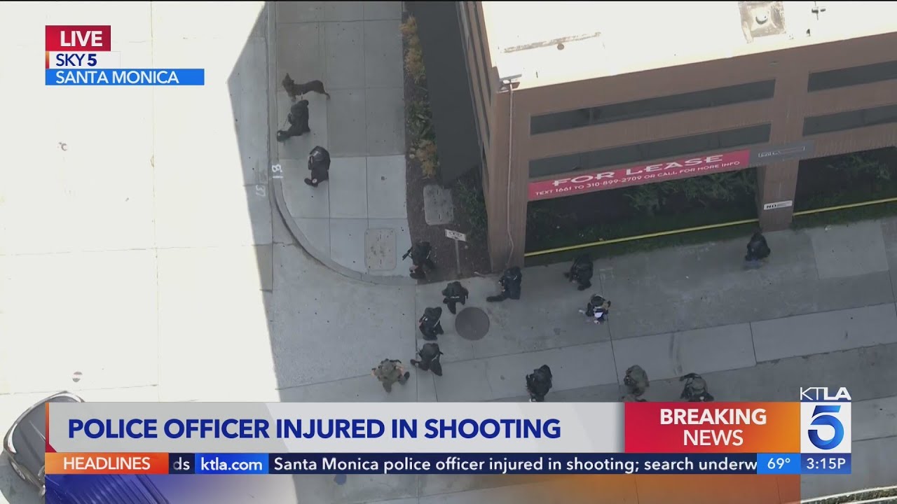 Santa Monica police officer injured in shooting; search underway