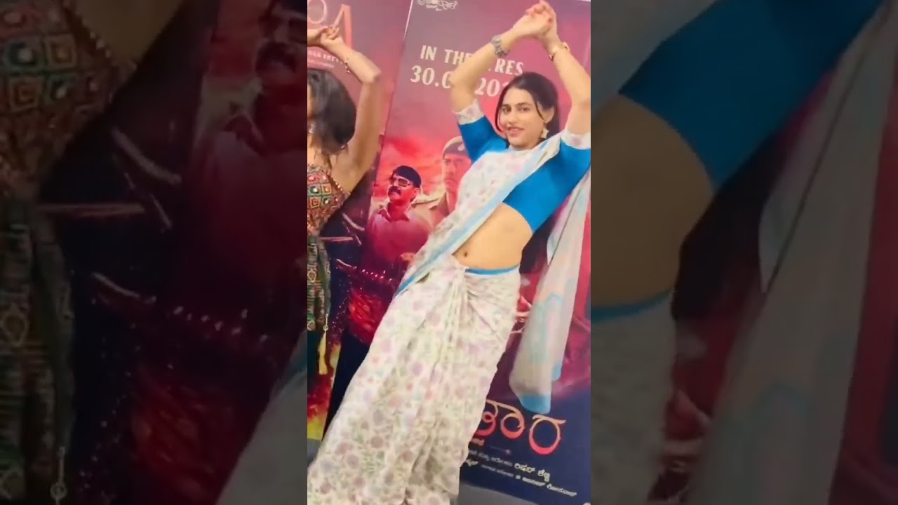 #sapthamigowda Hot Half saree high waist navel shown video hot hip shake sapthami gowda #sapthami