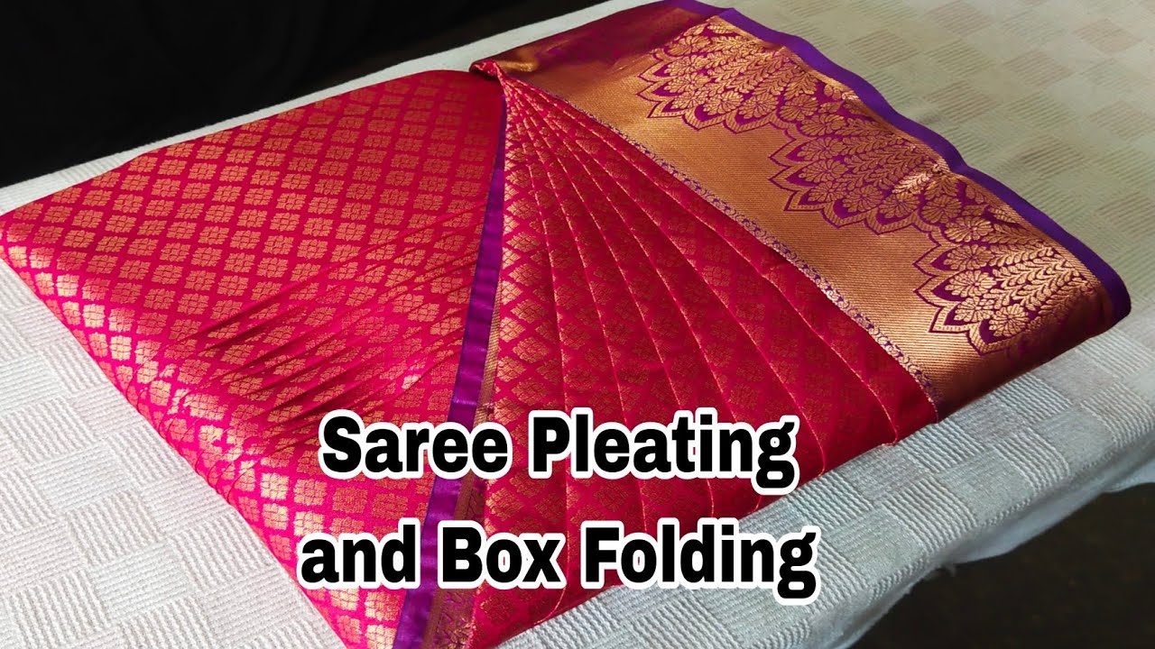 Saree pre-pleating &Box folding full video🥻/ Pattu saree #saree #video #trending #beauty