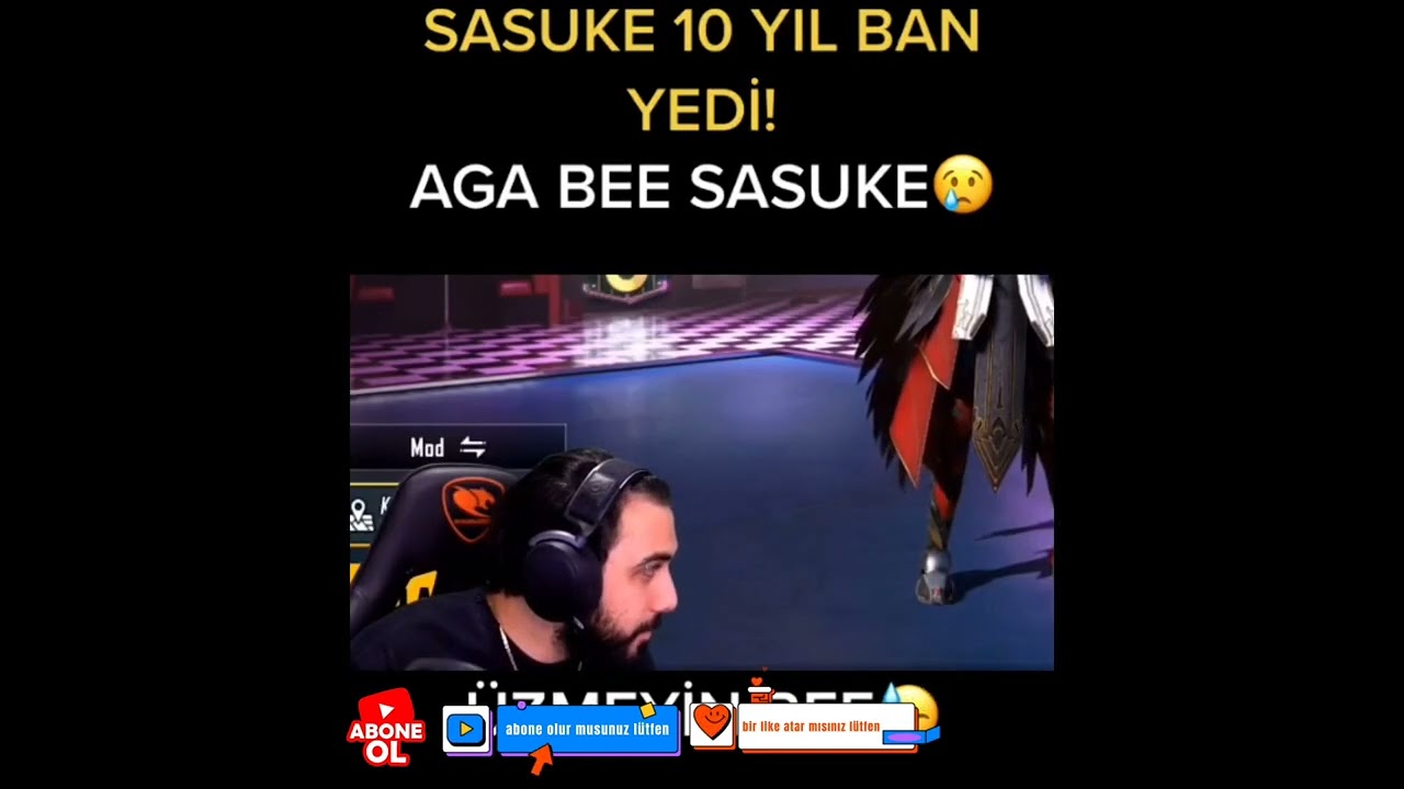 Sasuke 10 yıl ban yedi gözyaşlarını tutamadı😓 #shorts #pubgmobile #sasuke  #keşfet #barışg