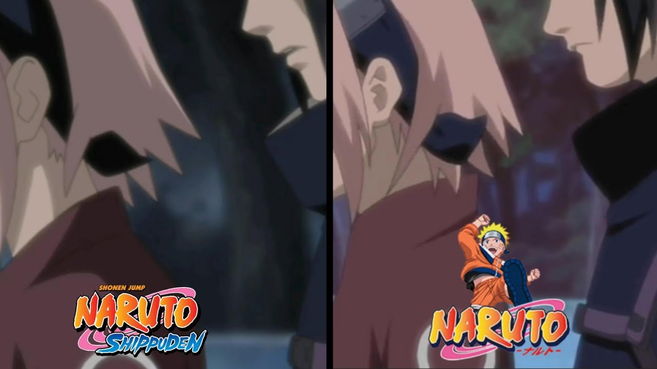 Sasuke Leaves the Hidden Leaf Naruto Vs Naruto Shippuden Animation Comparison