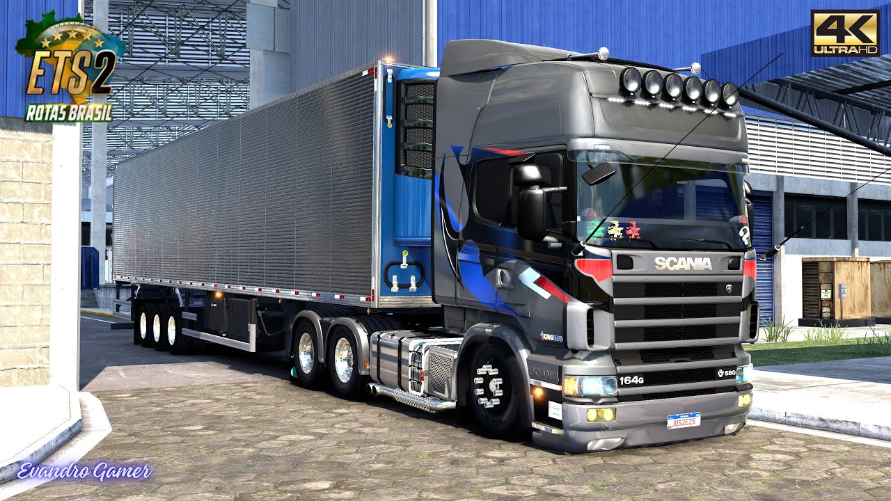 Scania 164g R580 V8 BR Qualificada Bau Guerra 30 Paletes (26 t) Ets2 V1.54