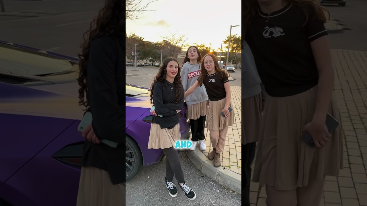 School girls pee in pants after scary exhaust sportcar 🤣 #car #kids #prank #exhaust #sportcar