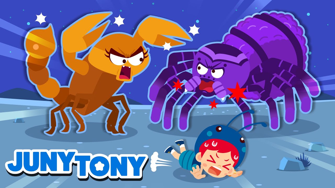 Scorpion vs. Tarantula 🦂🕷️ | Monster in the Dark Song | +More Funny Kids Songs | JunyTony