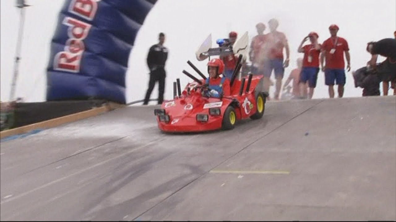 Sebastian Vettel takes part in soapbox race