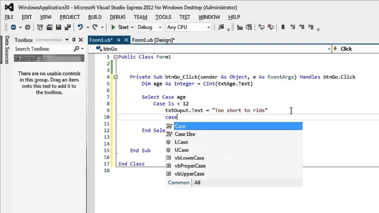 Select Case - VB.Net - Visual Basic Tutorial
