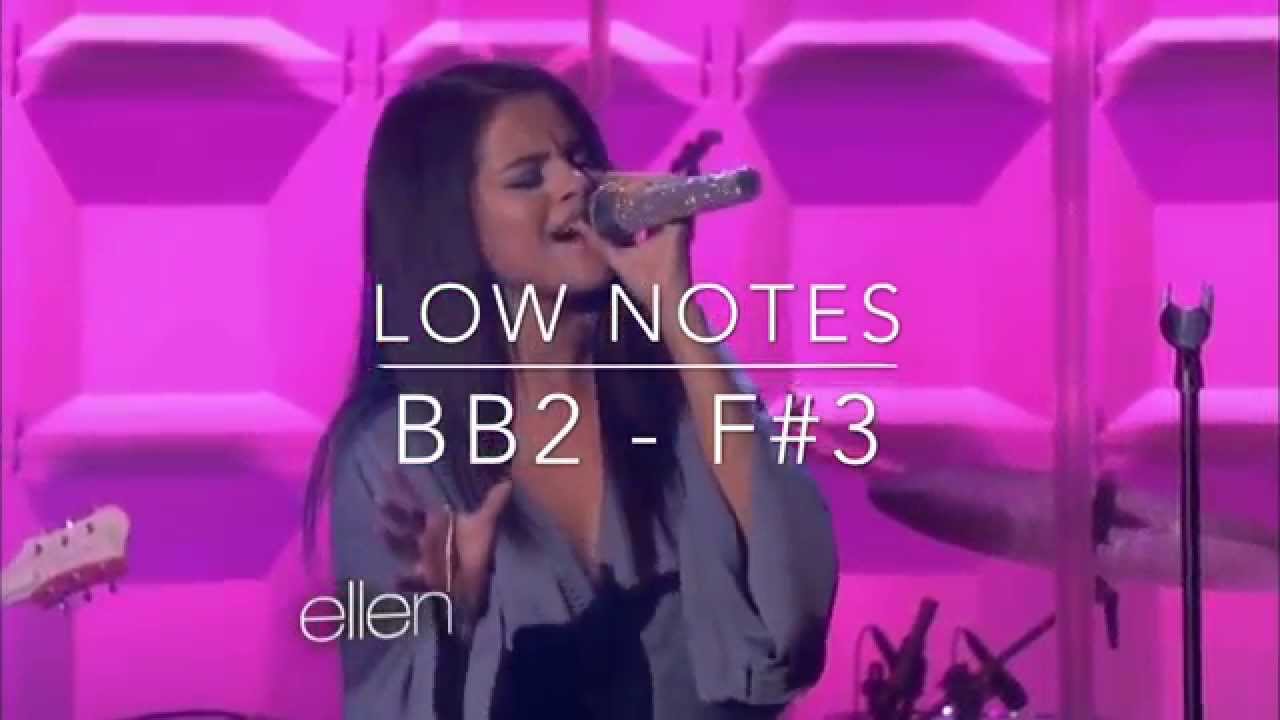 Selena Gomez - Live Vocal Range: Bb2 - A5