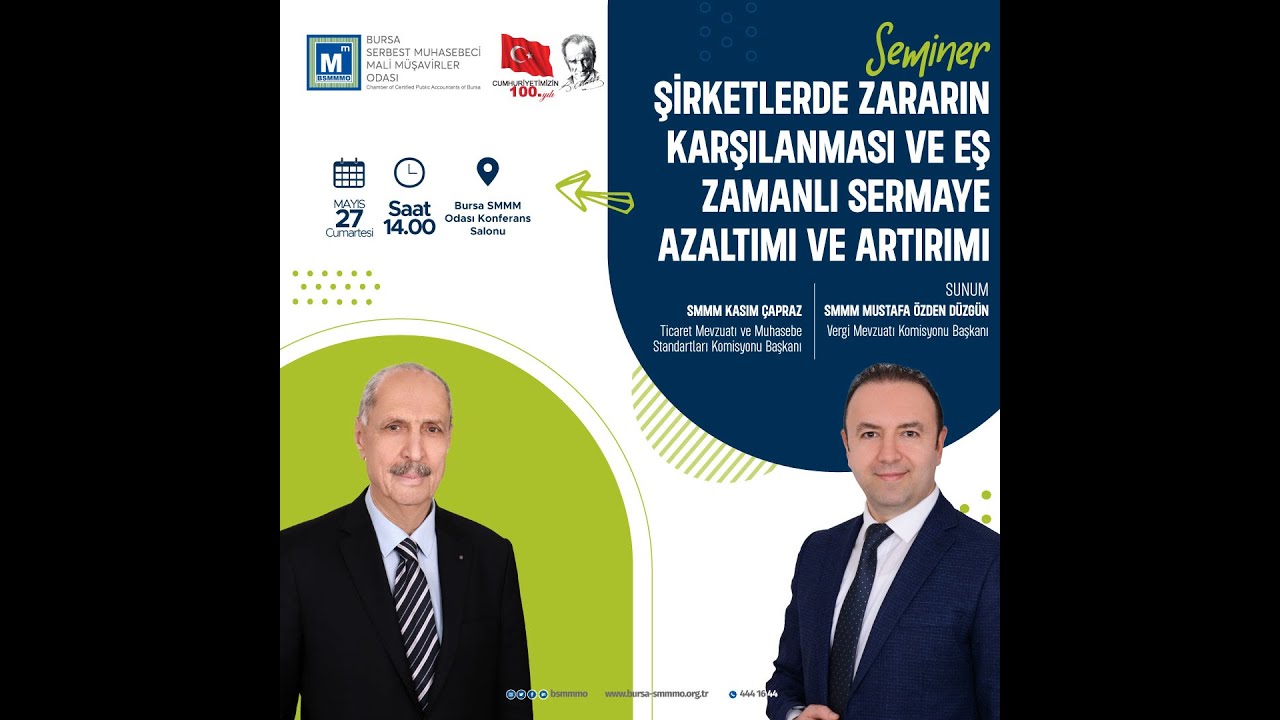 SEMİNER: ZARARIN KARŞILANMASI,SERMAYE AZALTIMI VE ARTIRIMI - SMMM KASIM ÇAPRAZ-SMMM M. ÖZDEN DÜZGÜN