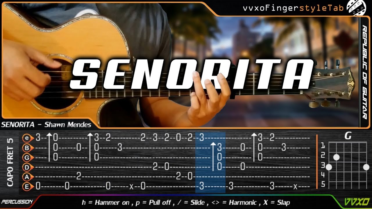Señorita - Shawn Mendes, Camila Cabello - Cover (fingerstyle guitar) + TABS Tutorial