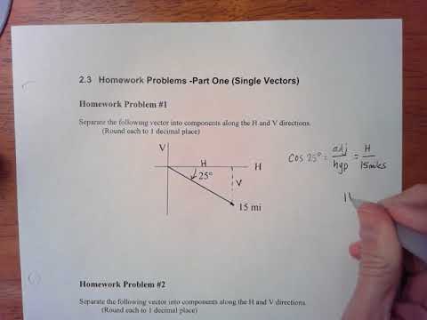 Separate Angled Vector into Horizontal and Vertical Components Using Sin and Cos (1)