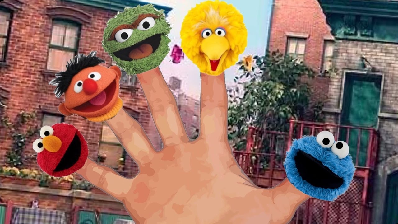 Sesame Street Finger Family Nursery Rhyme Song Elmo Cookie Monster Big Bird Bert & Ernie