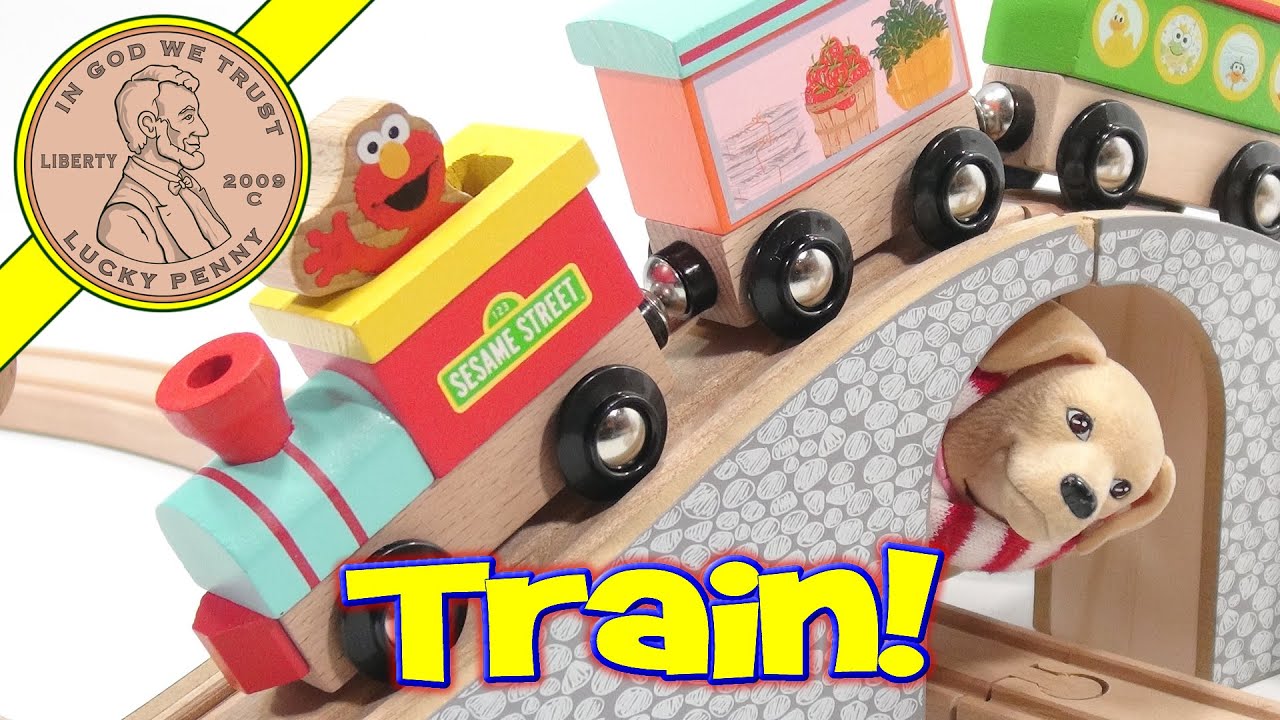 Sesame Street Natural Wood Train Set - Conductor Butch...Choo Choo!