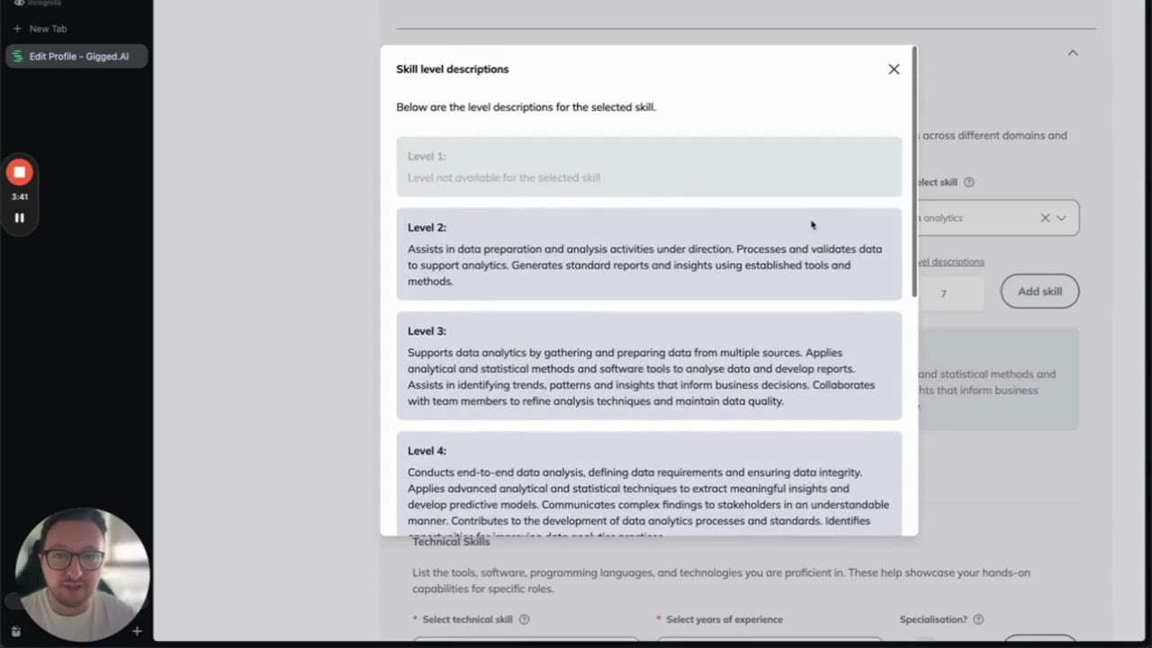 SFIA 9 Employee Profiles on Gigged.AI