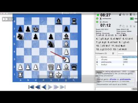 Sfrums 15 minute ICC chess game 4x speed, game 1