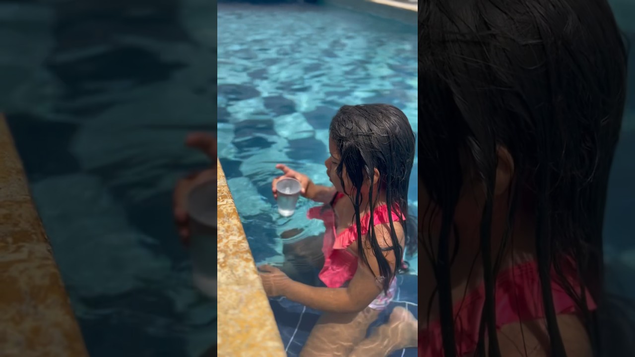 Shadia toma agua de la piscina #shorts