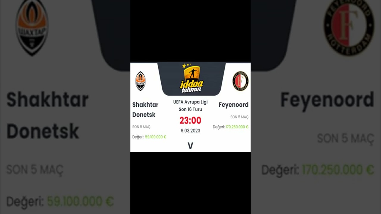 Shakhtar Donetsk Feyenoord İddaa Tahminleri 9 Mart 2023  #shorts