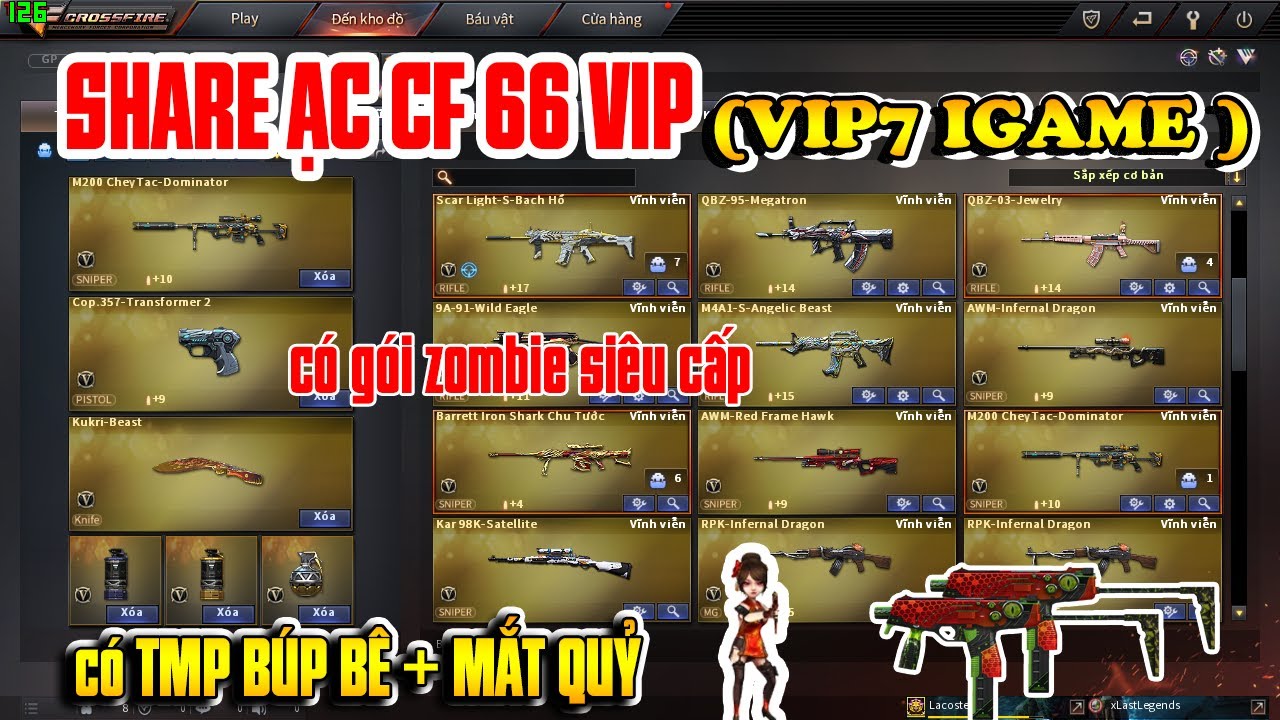 SHARE ACC CF - Tặng ACC CF 66 VIP, vip7 Đột Kích siêu khủng miễn phí