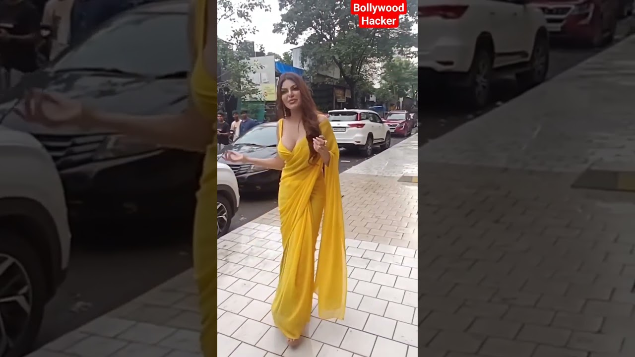 Sherlyn Chopra Looks Very Bootylicious In Yellow Saree With Matching Blouse At Andheri #shorts