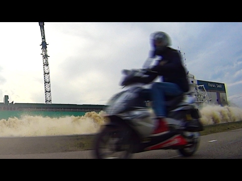 Ship Launch vs Scooter Driver | Near Miss