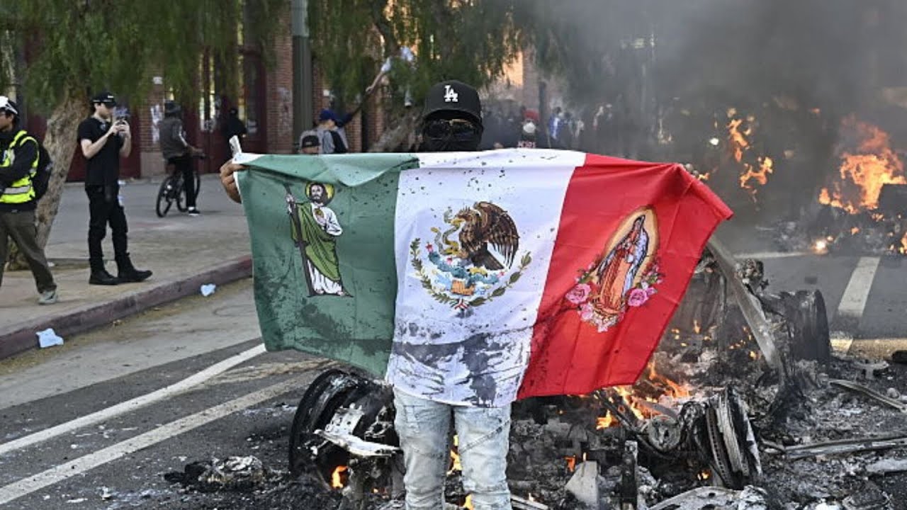 Shocking footage of masked protesters at the LA anti-ICE riots goes viral