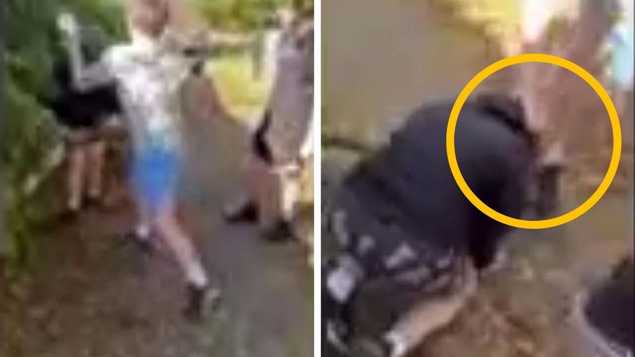 Shocking moment young boy forced to kiss his bully's shoes