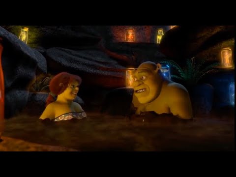 Shrek and Fiona in a mud bath (fart alert)