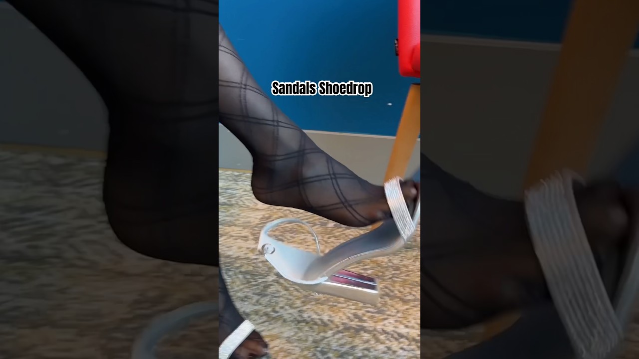 Silver Sandals Shoeplay Shoedrop! Nylons Pantyhose Stockings Tights Feet Toes Dangle